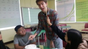 Ricky in the classroom in South Korea.